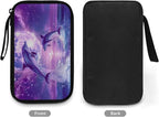 Purple Moonlight Dolphin Print Storage Pouch - Earphone, Cable Organizer, Power Bank & Data Cables Storage, Headset Organizing Multipurpose Bags