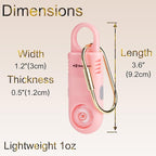 135dB Rechargeable Personal Safety Alarm Built-in Ultra-Bright Flashlight Non Slip Grip Keychain Emergency SOS Siren for Women, Students, Night Runner. Loud Sound Hiking Bear Alerts with Hook. Pink