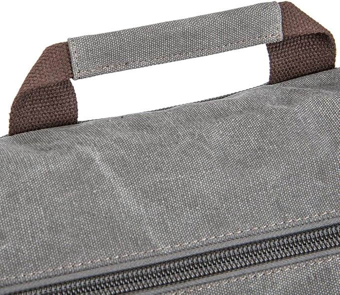 Vintage Genuine Leather Waxed Canvas Briefcase Large Satchel Shoulder Bag Rugged Computer 15.6" Laptop Bag