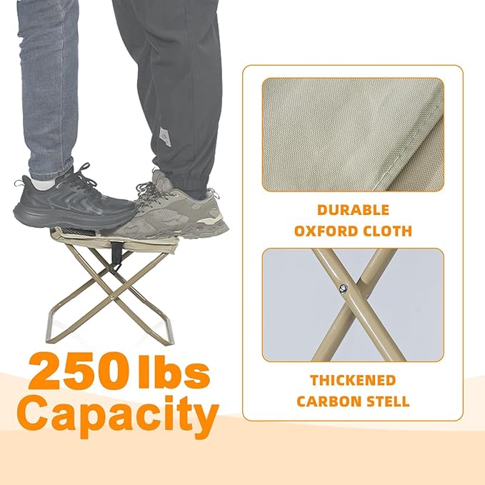 11.5" Tall Compact Collapsible Stool, Portable Folding Camp Stool with 2 Side Pockets, Lightweight Mini Folding Stool for Adults, Small Backpacking Stool for Fishing Hiking Trips