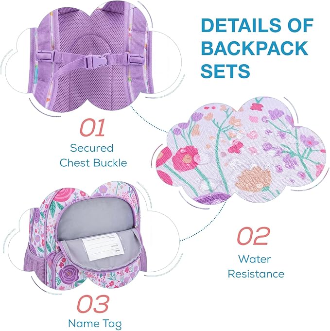 mommore Kids Backpack for Boys Girls 4-8 Kindergarten Elementary School Backpack with Lunch Box - 15” H Fit Folder