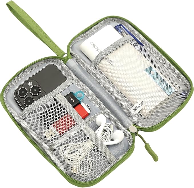 CAAORDKSO Electronics Organizer Travel Case, Travel Cable Organizer Bag Pouch Electronic Accessories Carry Case Waterproof Electronic Bag for Cable, Cord, Charger, Power Bank, Earphone (Green)
