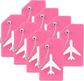 8 Pack Silicone Luggage Tag for Suitcases with Stainless Loop, TSA Approved, Privacy Protection Travel Essentials Bag Tags by Gostwo, Pink