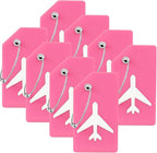 8 Pack Silicone Luggage Tag for Suitcases with Stainless Loop, TSA Approved, Privacy Protection Travel Essentials Bag Tags by Gostwo, Pink