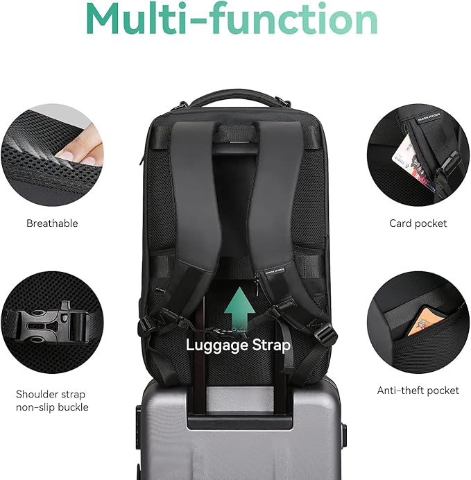 MARK RYDEN Business Backpack for Men, 17.3 Inch Tech Waterproof Laptop Backpack with USB Charging Port, Professional Work Backpack for Travel, Office, College, Commuting, Hiking