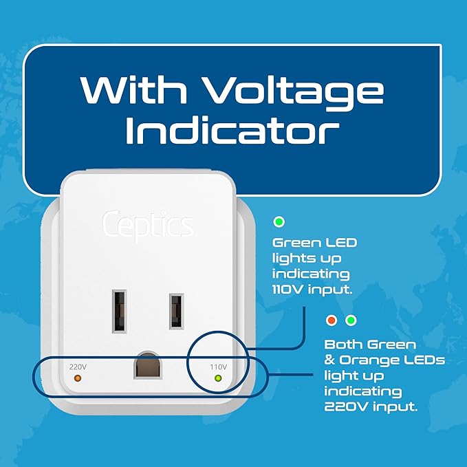 Ceptics Brazil Power Plug Adapter Travel Set, 20W PD & QC, Safe Dual USB & USB-C 3.1A - 2 USA Socket - Compact & Powerful - Also Use in Peru, Chile - Includes Type C, Type N Swadapt Attachments