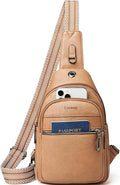 LATMAP Sling Bag For Women Faux Leather Small Casual Daypack Backpack Fanny Pack Crossbody Chest Bags Purse