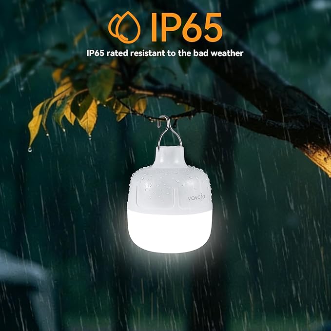 VAVOFO 2PCS 20W LED Camping Lantern Rechargeable, 1200LM Camping Light , 3000mAh Portable Tent Light , IP65 Waterproof Flashlight Lanterns for Emergencies ,Power Outages,Hurricane (White)
