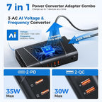 DOACE 800W Pure Sine Wave Voltage Converter US to Europe- 220V to 110V Converter for European Travel, No Limitation Step Down Transformer w/ 35W PD for Hair Straightener Curler CPAP Laptop Cell Phone