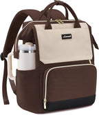 LOVEVOOK Laptop Backpack for Women with Giant Tumbler Holder Pocket, 15.6 inch Travel Work Backpack Purse for Nurse Teacher, Waterproof School Bag College Bookbag Cute Casual Daypack for Girls Brown