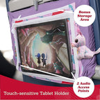 Lusso Gear Airplane Tray Table Cover - Organize Kids Travel Essentials - Snack & Toy Pockets for Airplane Toys for Toddlers 1-3 - iPad and Tablet Stand for Travel Toddler Essentials (Unicorns)