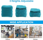 PATIKIL Travel Foot Rest Pillow, Inflatable Foot Rest Mat Adjustable 3 Layers Height Sleep Flights Leg Pillow for Airplane Train Office, Teal Blue