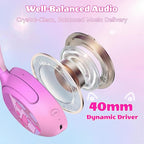Kids Bluetooth Headphones with LED Cat Ears, Active Noise Cancelling Headphones for Kids, 85dB Volume Limited, 40H Play Time, Bluetooth 6.0, Fast Charging, Built-in Mic for iPad/Tablet/Airplane, Pink