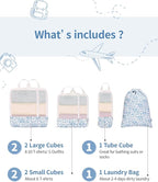 Narwey 6 Set/5 Set Compression Packing Cubes for Travel Kids Women Carry on, Packing Organizers Bag for Backpack Luggage Suitcase Duffle Bags