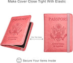 WALNEW Passport Holder for Travel, RFID Passport Cover Wallet for Women Men, PU Leather Passport Book Card Holder Case with Pen, Travelling Essentials for Flying