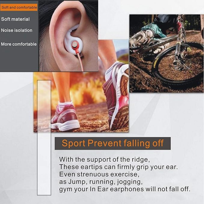 Sports Earbud Stabilizers Fins Wing Noise Isolation Replacement Eartips Adapters for in Ear Earphones 4mm to 6mm Nozzle Attachment 3 Pairs Left and Right (White)
