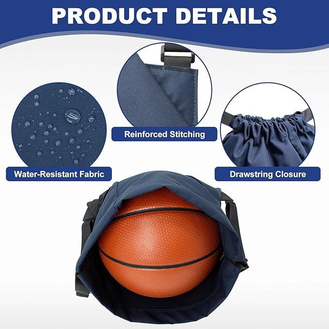 HOLYLUCK Men & Women Outdoor Sport Gym Sack Waterproof Drawstring Backpack Bag (Standard with width webbing, Navy Blue-1)