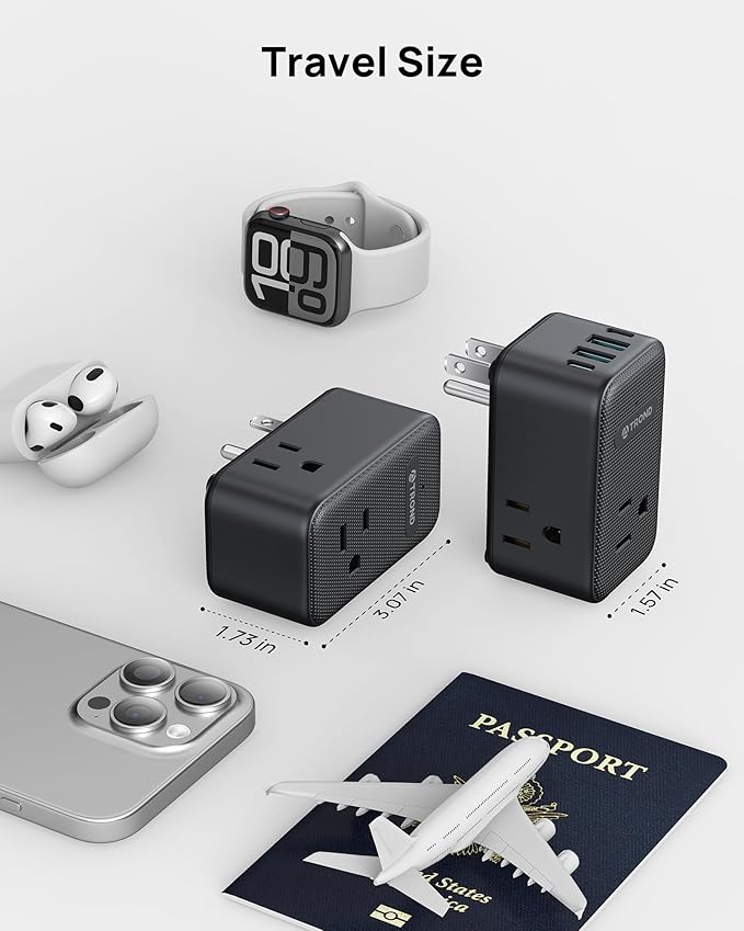 TROND 2 Pack Outlet Extender with USB, 3 Way Plug Adapter with 360 Rotating Plug, Outlet Splitter with 2 PD 20W USB C Charger, Small Charging Station for Home Dorm Room Travel Cruise Essentials
