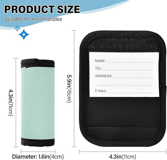 DOMIKING Light Green Luggage Handle Wrap Soft Luggage Identifiers for Suitcase Grip Tags for Travel Bag Luggage Suitcase Handle Covers Travel Accessories, 2 Pack