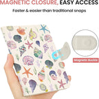 Passport Holder for Travel Essentials, RFID Blocking Leather Cover Wallet with Magnetic Closure, Aesthetic & Cute Passport Book Case for Women and Men - Seashell