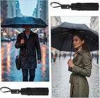 6 Pack Travel Bulk Umbrellas, Automatic Open Close Windproof Rain Umbrellas, Dual-use Black Folding Umbrella Compact Umbrella for Family Men Women