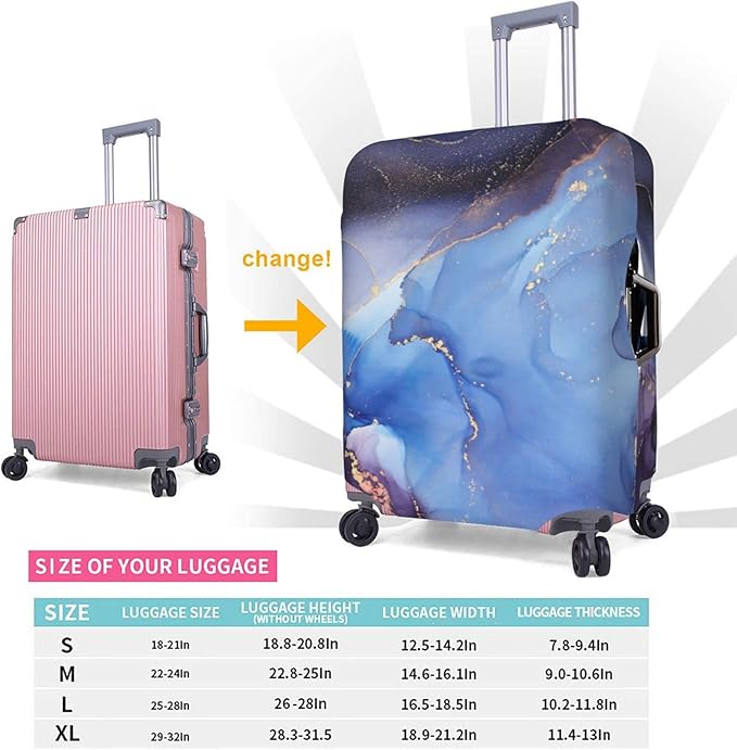 Travel Luggage Cover Suitcase Protector Fits 25-28 Inch Luggage, Blue Purple Marble Elastic Washable Stretchy Anti-scratch Luggage Sleeve with Concealed Zipper for Wheeled Suitcase Travel Accessories