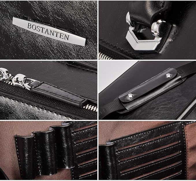 BOSTANTEN Briefcases for Men Messenger Bag Genuine Leather Laptop Bag 15.6 inch Office Work Tote for Buisness Travel