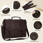 IGOLUMON Messenger Bag for Men 15.6 inch Vintage Leather Waterproof Laptop Briefcase for Men Large Computer Laptop Bag Leather Satchel Bag Retro Shoulder Bag for Office Business College, Coffee
