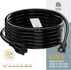 15FT NEMA 5-15P to 5-15R/ 5-20R/ 6-15R/ 6-20R AC Adapter, Plugrand 12AWG 15 Amp Household AC Plug to 20 Amp T Blade Adapter Cable, 15A 125V to 20A 250V Extension Cable, 15FT, Black