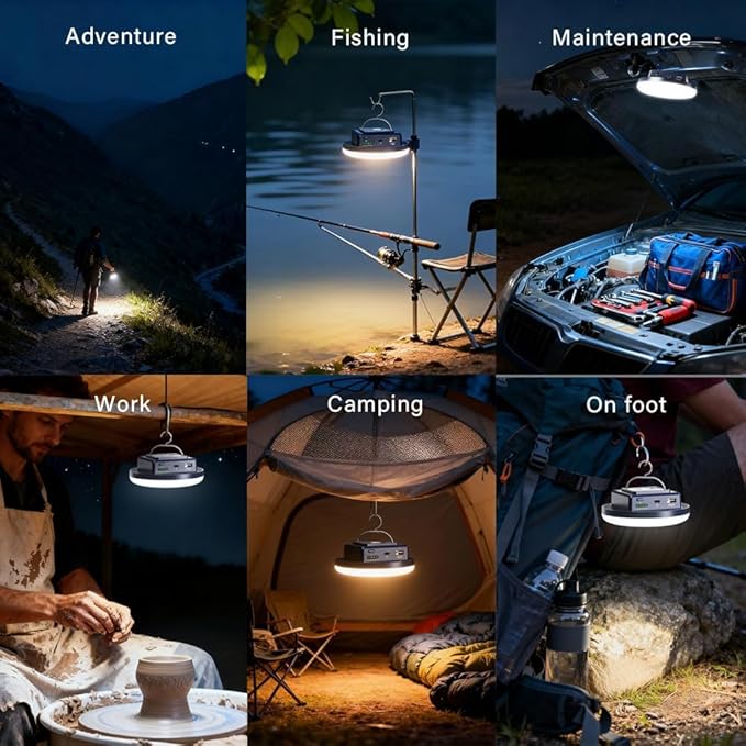 Camping Lights Tent Light 4500 Lumens 45W Rechargeable LED Lantern Magnetic Hanging, Portable USB Outdoor Canopy, Emergency Lights for Home, Lanterns for Power Outages, Ice Shanty Lights-10000mAh