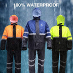 Rain Suit, High Visibility Reflective Safety Jacket, Lightweight Rain Gear, Waterproof Rain Jacket with Pants
