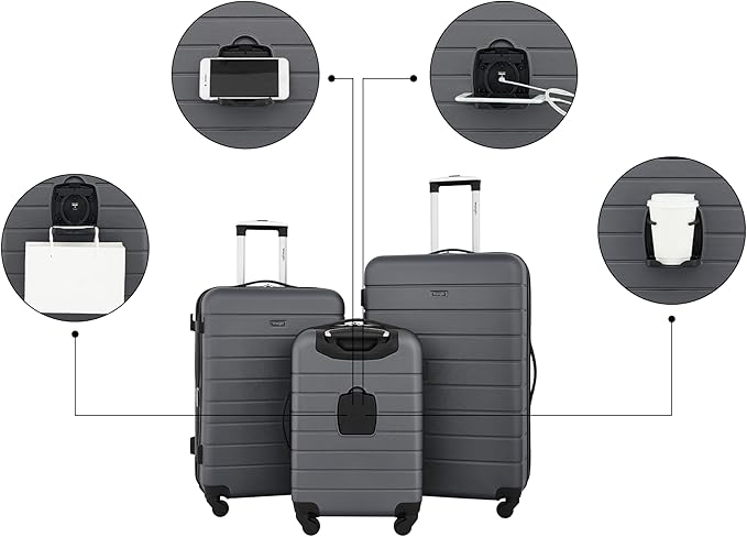 Wrangler Smart Spinner Hardside Luggage, 3 Piece Set, Quiet Shade