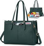 Laptop Bag for Women with Insulated Lunch Compartment 15.6 Inch Pu Leather Work Tote Computer Briefcase Bag for Office