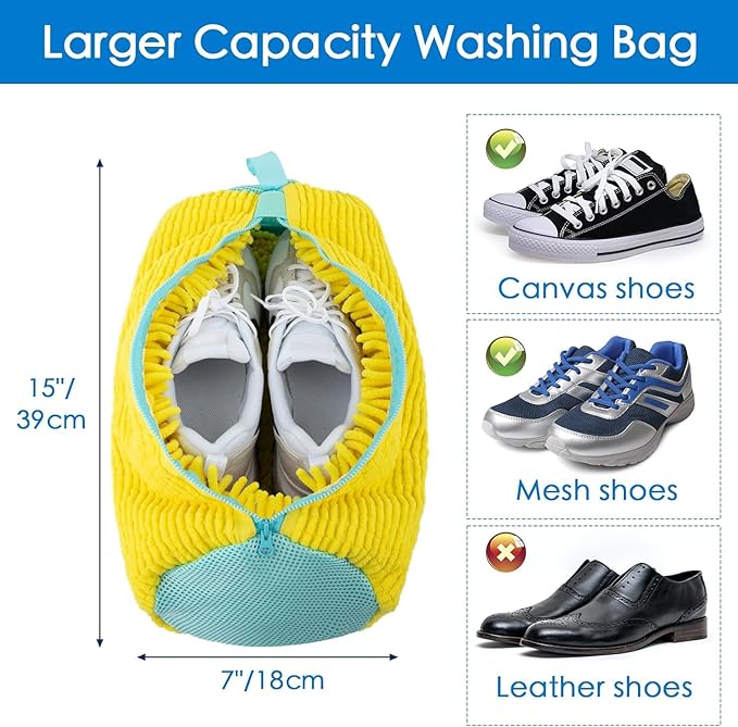Shoe Washing Bag for Washing Machine, Laundry Shoe Bag For Washer And Dryer, Reusable Shoe Washing Bag for Sneaker (Yellow 1Pc)