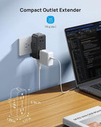 TROND Wall Outlet Extender with 360 Rotating Plug, Multi Plug Wall Outlet with 4 Electrical Sockets and 4 USB Ports, 900 Joules Surge Protection, USB Charging Station for Home Office Travel, Black