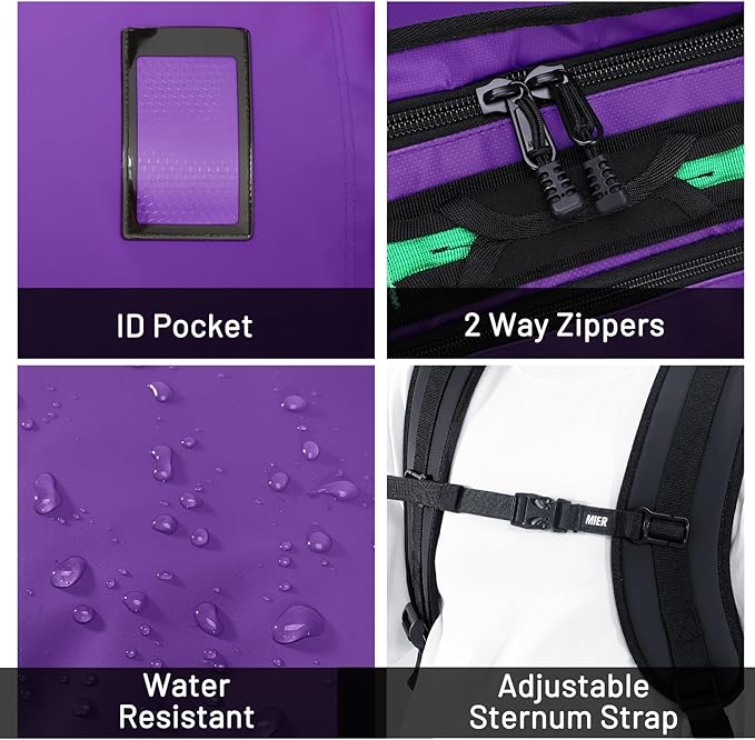 MIER Large Duffle Backpack Sports Gym Bag with Shoe Compartment, Heavy Duty and Water Resistant, Purple, 45L