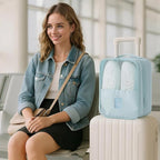 Shoe Bags for Travel Holds 3 Pair of Shoes, Shoe Storage Pouch with 2 Pack Portable Bags, Waterproof & Washable, Blue