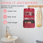 Toiletry Bag Travel Bag with Hanging Hook, Waterproof Capacity Hanging Multifunctional Makeup Bag for Toiletries, Portable Cosmetic Bag Travel Organizer for Women and Men (Red)
