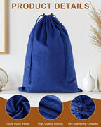 FantasyLife Shoe Bags for Travel, Washable Dust Bags for Storage & Packing, Flannel Shoe Pouch with Drawstring Closure for Purses, Handbags, Shoes & Toys (2, Palace Blue, 17.3"x12.6")