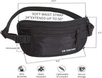 ZM-YOUTOO Money Belt for Travel - Hidden Travel Pouch Protect Your Credit and Money With RFID Blocking Passport Holder Waist Wallet (Black)