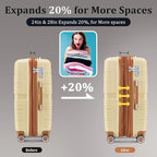 4 Piece Luggage Set, Hardside Expandable Lightweight Suitcase with 360° Mute Spinner Wheels Luggage Sets, TSA Lock, 14/20/24/28 Inch Travel Luggage for Men, Women and Girls (Apricot Cream 2)