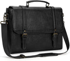 IGOLUMON Messenger Bag for Men 15.6 inch Vintage Leather Waterproof Laptop Briefcase for Men Large Computer Laptop Bag Leather Satchel Bag Retro Shoulder Bag for Office Business Travel College, Black