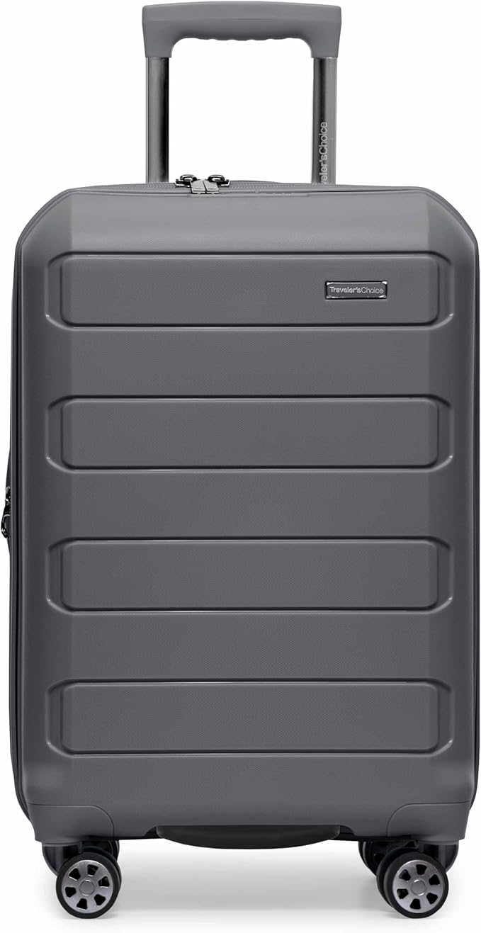 Traveler's Choice Pagosa Hardshell Expandable Luggage with Spinner Wheels, Gray, 2-Piece Set (22/26)