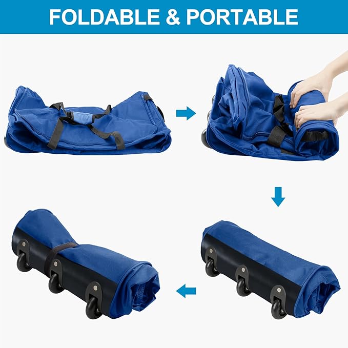 Finnhomy 120L Foldable Rolling Duffel Bag with 3 Wheels, Light Weight Travel Duffel bag with Large Loading Capacity, 32'' Rolling Duffel bag with Shoulder Strap