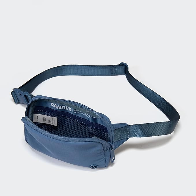 Pander Mini Belt Bag – Ultra Compact, Fits 6.7” Phone, Lipstick, Earbuds, Essentials, Small Crossbody Waist Purse, Denim Blue