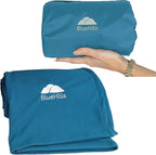 BlueHills Ultra Compact and Compact Light Travel Blankets for Two Value Pack Set of 2 – Airplane Travel Essentials Soft Flight Trips Throw in Portable Cases for Car Plane Travel Gifts – Teal Blue