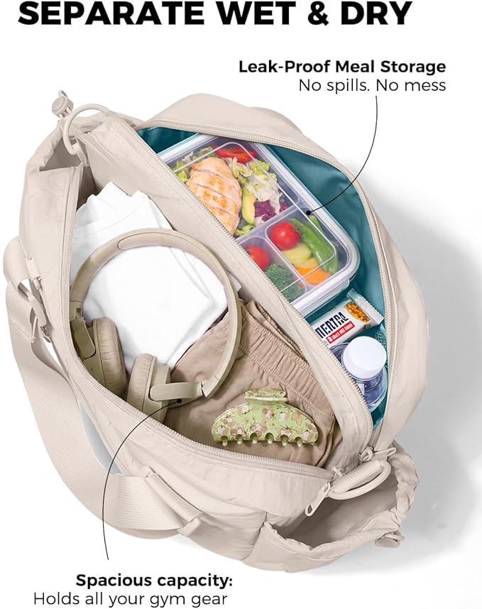 Small Gym Bag for Women - Puffer Duffle Weekender Work Duffel Carry on Overnight Nurse Dance Yoga Workout Tote Bag with Yoga Mat Holder Wet Compartment Coin Purse BPA-Free
