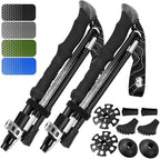 Premium Foldable Hiking Poles by USA Brand - Adjustable, Lightweight Trekking Poles Made of Aircraft Aluminum, Metal Locks Cork EVA Grips