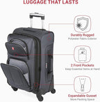 SWISSGEAR Sion Softside Expandable Spinner Luggage Durable Lightweight Travel Suitcase, Dark Grey, Carry-On 21-Inch