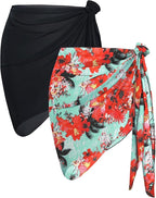 CHICGAL 2 Pieces Women Beach Sarong Bathing Suit Wrap Skirt Sheer Bikini Swimsuit Cover Ups for Swimwear